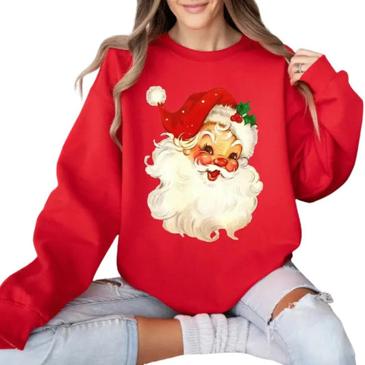 Vintage Santa Christmas Sweatshirt, Retro Santa Claus Shirt, Womens Christmas Tee
