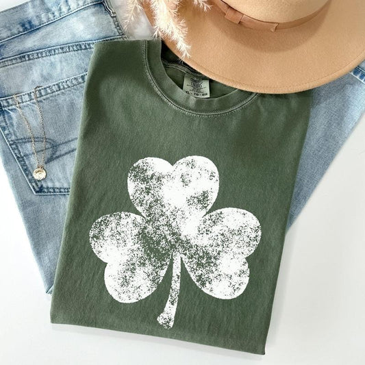 Vintage Shamrock, St Patrick's Day Comfort Colors Tshirt, Women's Crew Neck, Crewneck