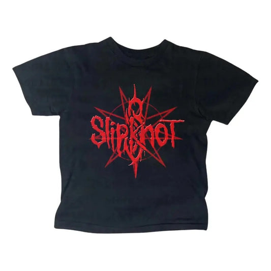 Vintage Slipknot Rock Band Baby Tee, Metal Gothic Rock Band, Y2k Top Women Streetwear, Gothic Emo Girl Top, Scene Clothing 2000s, Casual Cotton Short Sleeve, Women Fitted T-Shirt