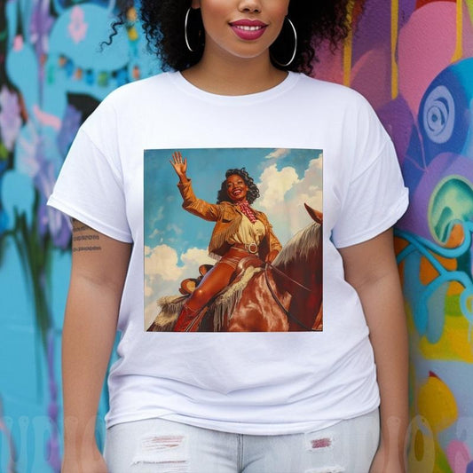 Vintage Smiling Black Rodeo Shirt, Western African American Cowgirl T-Shirt, Melanin Cowgirl Apparel, Black Girl Magic Gift