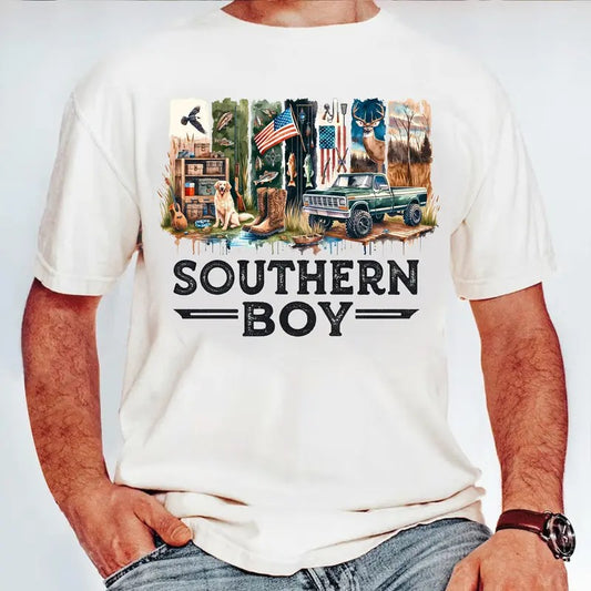 Vintage Southern Boy Hunting with Dog Shirt, Hunting Camo Dog Tee, Retro Outdoors Hunting Shirt, Camo Duck Deer Hunting Gift for Him