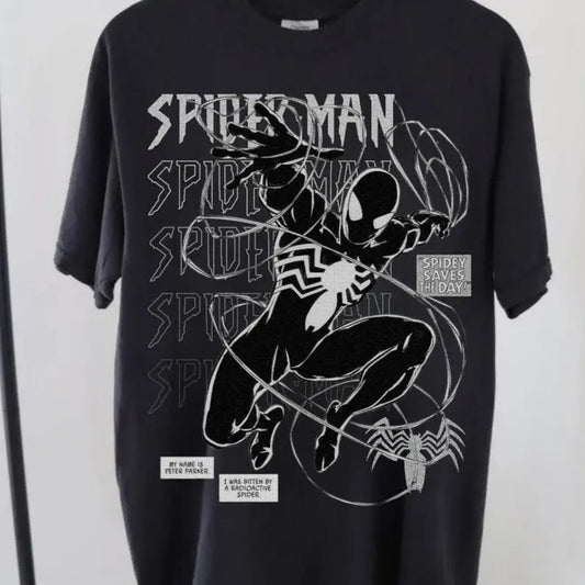 Vintage Spidermann T-Shirt, Retro Graphic T-Shirt Menswear Round Neck Shortsleeve Bestie