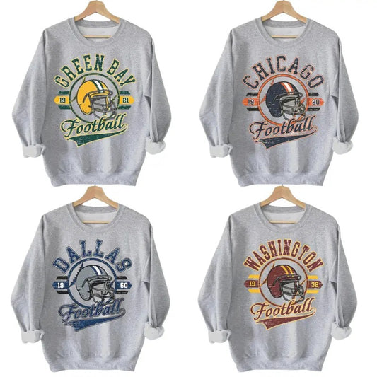 Vintage Sport Grey Football Sweatshirt - Classic Style for All Team Fans