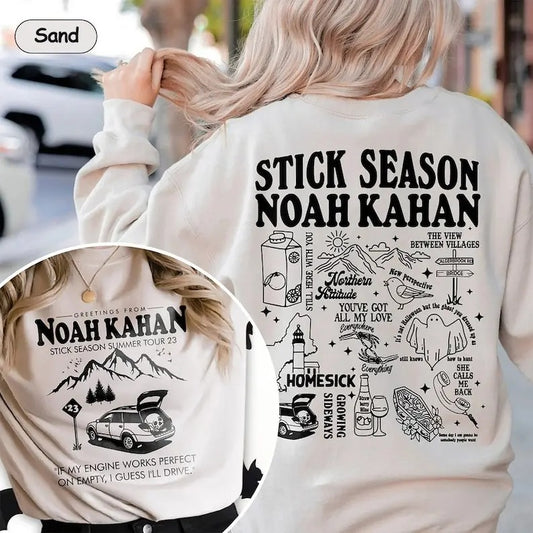 Vintage Stick Season Tour Double Side Sweatshirt, Noah Kahan Stick Season Tour 2023 Sweater, Kahan Folk Pop Music, Stick Season Album Shirt