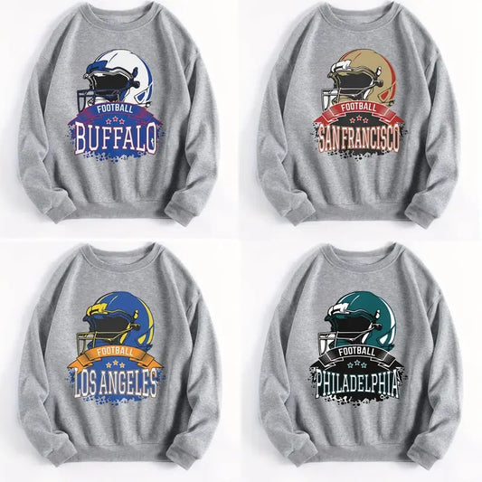 Vintage Style Sweatshirt for All Football Teams, Unisex Cotton