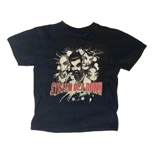 Vintage System Of a Down Baby Tee, Gothic Emo Girl Top, Y2k Top Women Streetwear, Scene Clothing 2000s, Women Fitted T-Shirt