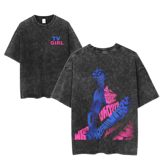 Vintage TV Girl Tour Graphic T-Shirt, Retro Band Aesthetic Tee, Indie Pop Music Fan Shirt, Unisex 90s Washed Streetwear Style