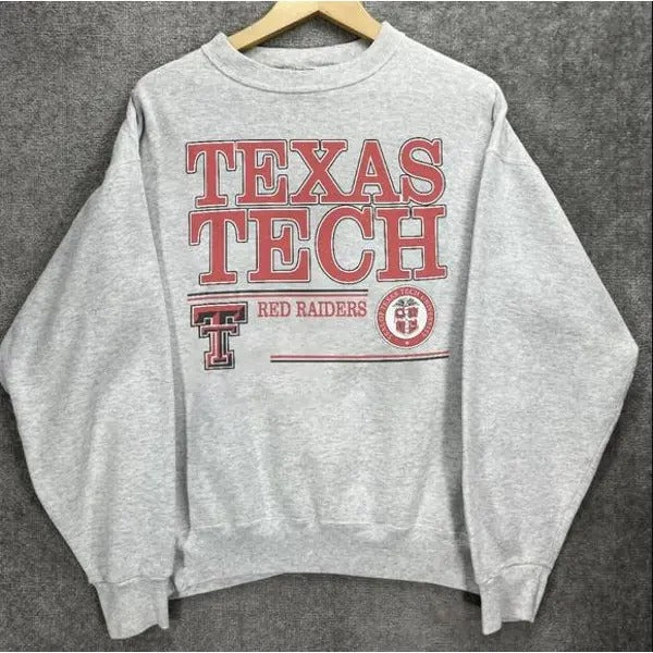 Vintage Texas Tech Football Sweatshirt, Retro 90s Texas Tech University Shirt Classic Cotton Off-white Unisex Menswear Hoodie Spandex