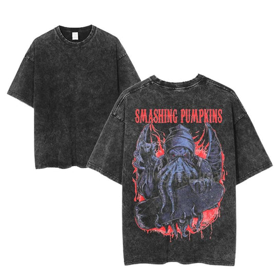 Vintage The Smashing Pumpkins Graphic Shirt, Retro Rock Band Tee, Double-Sided Graphic Design, Casual Streetwear, Unisex Cotton Shirt, Menswear Top