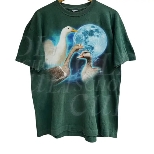 Vintage Three Goose Graphic T-shirts, Retro Silly Goose Tshirt, Wild Life Duck Lovers, Funny Weird Shirt, Oversized Y2k Washed Animal Tee Streetwear