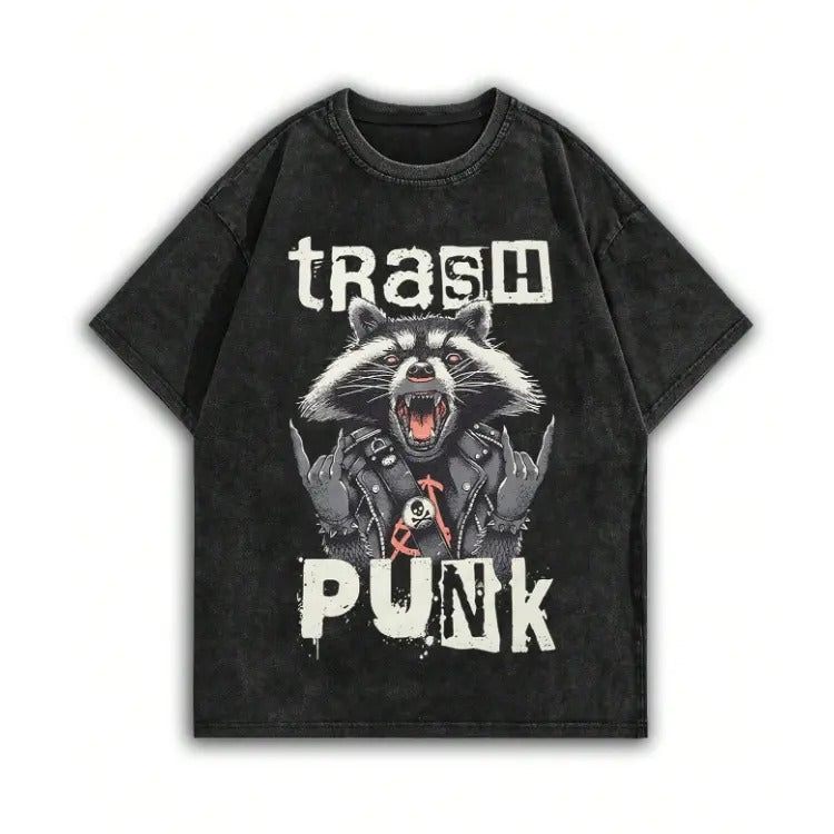 Vintage Trash Punk Loose Fit Graphic Tee, Sweatshirt, Hoodie Gift For Women Top Womenswear Underwear Cotton Polyester Printed