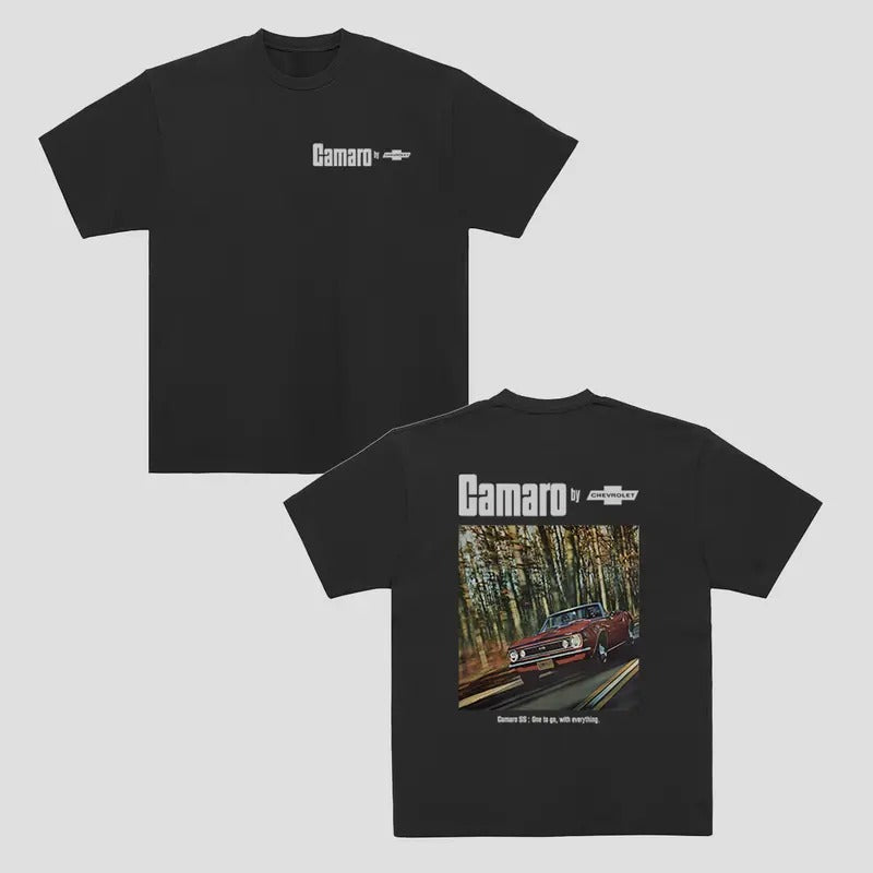 Vintage Vibe 2 Sides Camaro SS Men's Cotton Tee Old School Chevy Tee Gift for Him Classic Car Casual Menswear