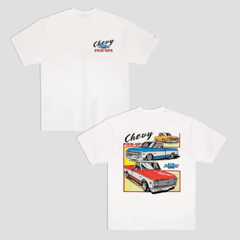 Vintage Vibe 2 Sides Chevy Classic Pick-ups T-Shirt Obs Men's Cotton Tee Old School Tee Gift for Him Classic Car Casual Menswear