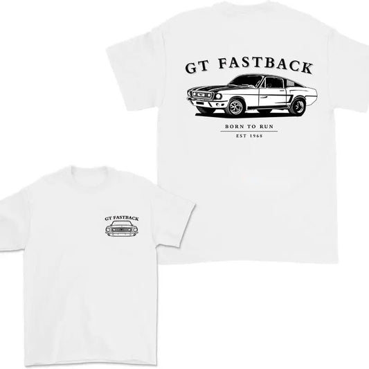 Vintage Vibe 2 Sides Ford Mustang GT Fastback (1968) Men's Cotton Tee Old School Tee Gift for Him Classic Car Casual Menswear