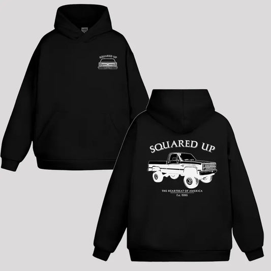 Vintage Vibe 2 Sides Squared Up 1986 Chevy Silverado Men's Cotton Hoodie Old School Chevy Hoodie Gift for Him Truck Sweatshirt Classic Chevy Truck Casual Menswear