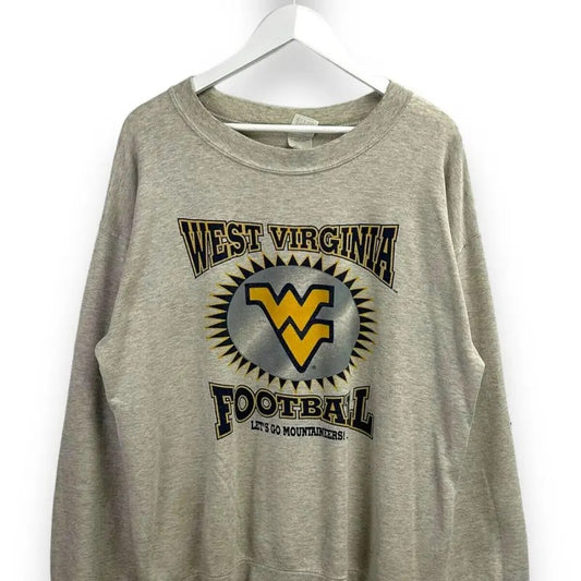 Vintage West Virginia Mountaineers NCAA Football Graphic Sweatshirt Size Large