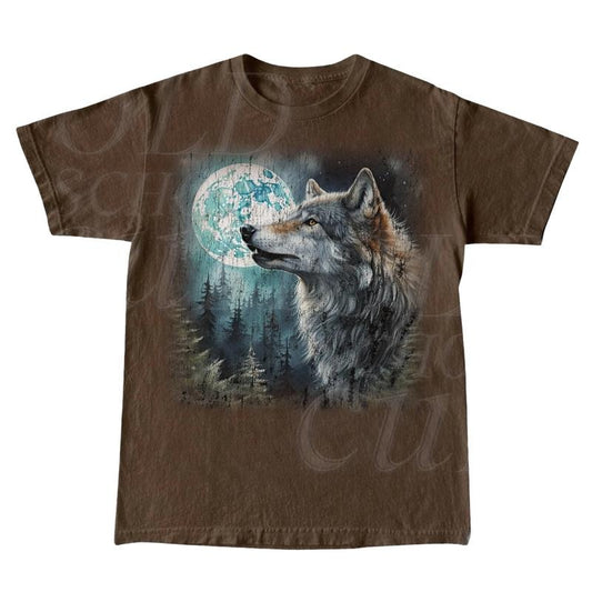 Vintage Wolf 90s Graphic Shirt, Wolf Lovers Retro Tee, 2000s Nature Moon Shirt, Nostalgia Unisex Oversize Tee, Cute Wolf Gift, Black Shirt Menswear Top Underwear Tshirt Streetwear T-Shirt