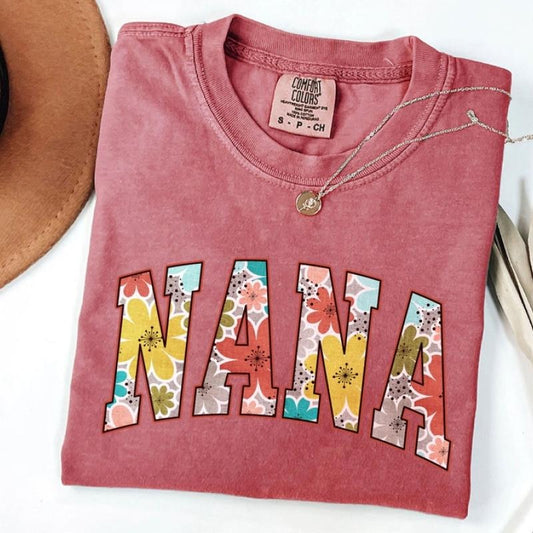 Vintage floral NANA t-shirt, Nana T-Shirt, Floral Nana Shirt, Gift For Grandma, Grandma, Graphic Tee, Women's T-Shirt
