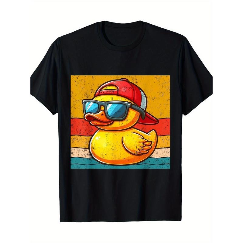 Vintage fun yellow duck wearing sunglasses, duckling lover 100% cotton T-shirt Made in USA
