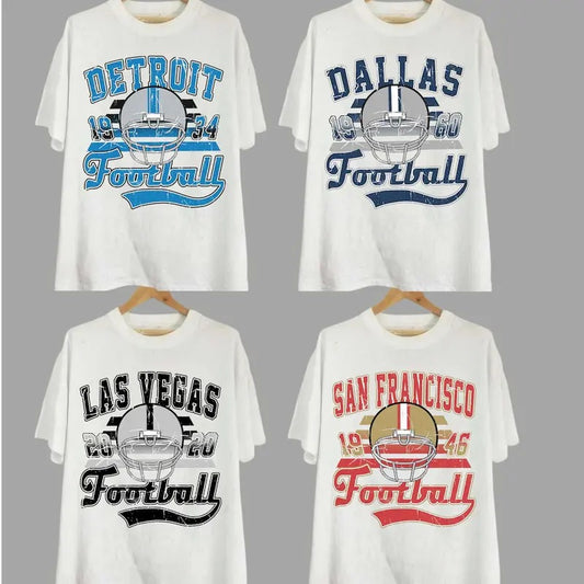 VintageAll Teams Football Unisex T-shirt, Gildan 5000 Unisex Crewneck Sport Classic T-Shirt All Teams Football, White Menswear Soft Tee Dallas, Green Bay, Kansas City T-shirt