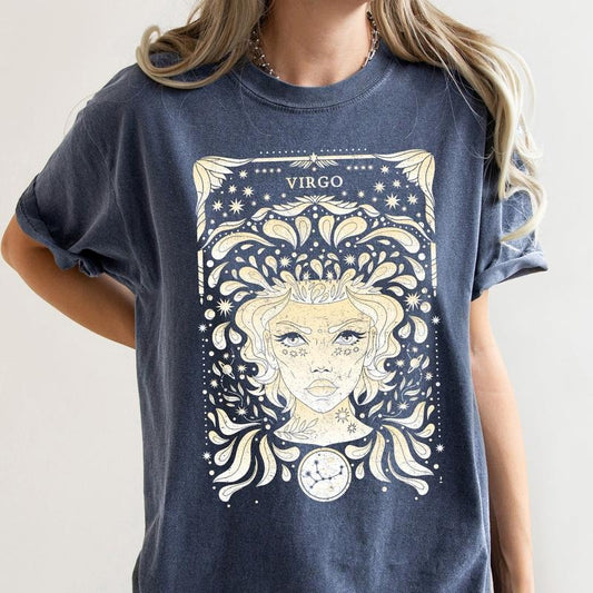 Virgo Celestial Zodiac Comfort Colors Tees, Horoscope, Astrology