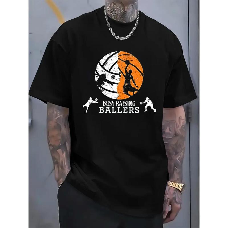 Volleyball  Print T-Shirt, Casual Crew Neck Short Sleeve Comfort Tee Top For Spring & Summer, Men's Clothing made in usa
