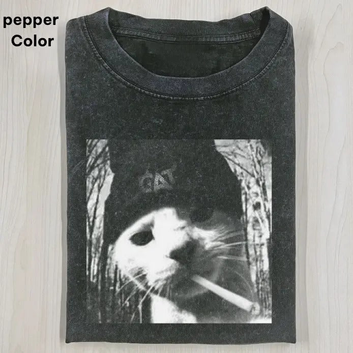 WACKY CAT Baby Tee, Smocking Cat Meme Crop Top, Funny Crop Top, Unisex Meme Cringe Funny Dumb Shirt, Menswear Womenswear Streetwear