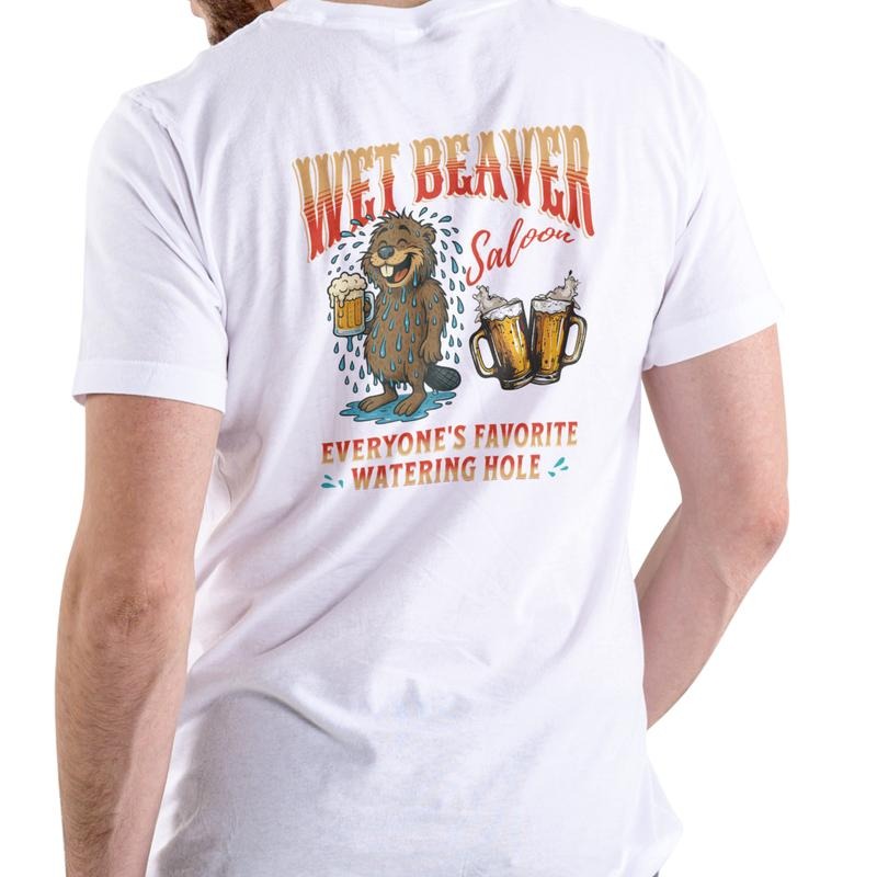 WET BEAVER SALOON T Shirt, Everyone's favorite watering hole, funny, Unisex, Cotton Menswear Top Love Soft