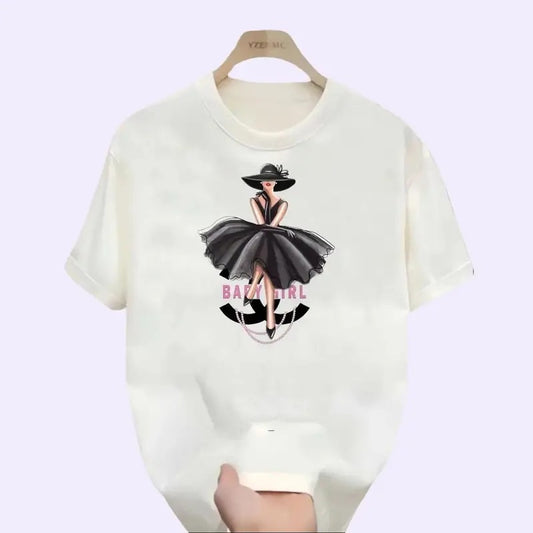 WOMEN'S summer CC fashion girl premium cotton T-shirt street sports jersey short sleeve Slim retro luxury designer Y2K cloth sexy top for ladies gift for women