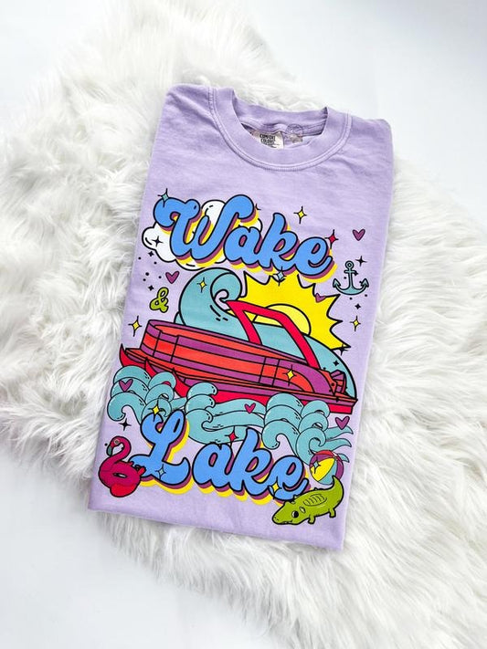 Wake and Lake Retro Boat Printed Summer Tshirt in Multiple colors Comfy Unisex T-Shirt Oversized Womenswear