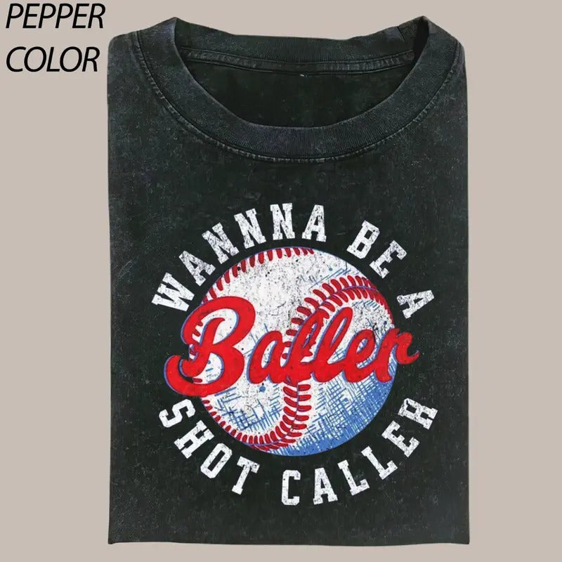 Wanna Be a Baller Vintage Graphic Shirt,  Shot Caller Baseball Funny Baseball Boy TShirt, Baseball Lover Gift, Game Day Shirt, Sport Lover Gift Menswear Top
