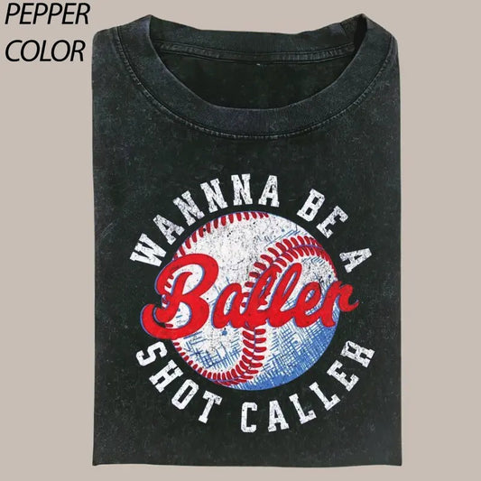 Wanna Be a Baller Vintage Graphic Shirt,  Shot Caller Baseball Funny Baseball Boy TShirt, Baseball Lover Gift, Game Day Shirt, Sport Lover Gift Menswear Top