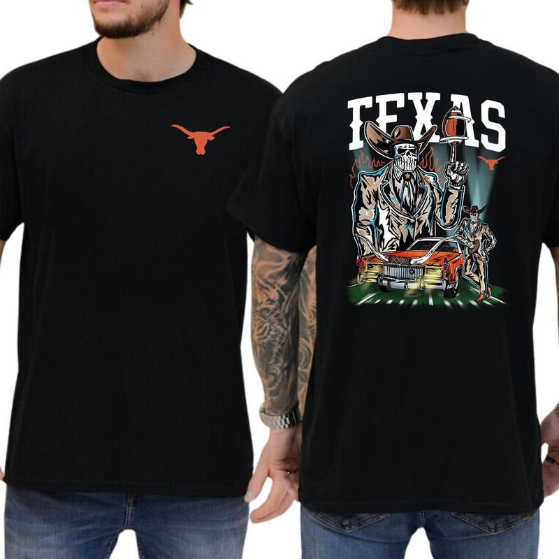 Warren Lotas - Texas Longhorns Football - Unique Retro Western Skeleton Cowboy Shirt Soft Fabric Short Sleeve Shirt