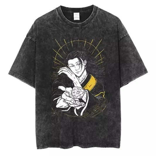 Washed T-shirt Jujutsu Kaisen Geto Suguru VINTAGE Fashion Cotton Short Sleeves