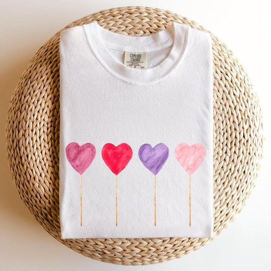 Watecolor Lollipops, Candy, Sweets, Suckers, Comfort Colors Tshirt, Valentine's Day, Valentine's Day Comfort Colors Tshirt, Women's Graphic Tee, Love, Heart, Cupid