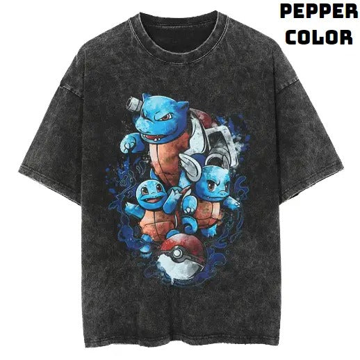 Water Evolution Squirtle, Wartortle, and Blastoise Pokemon Vintage Tee, Squirtle Shirt, Pokemon Shirt, Vintage Pokemon Anime T-shirt, Anime Manga Shirt, Vintage Graphic Tee, Unisex T-Shirt, Gift For Fan Pokemon, Crewneck Short Sleeve Shirt Top Menswear