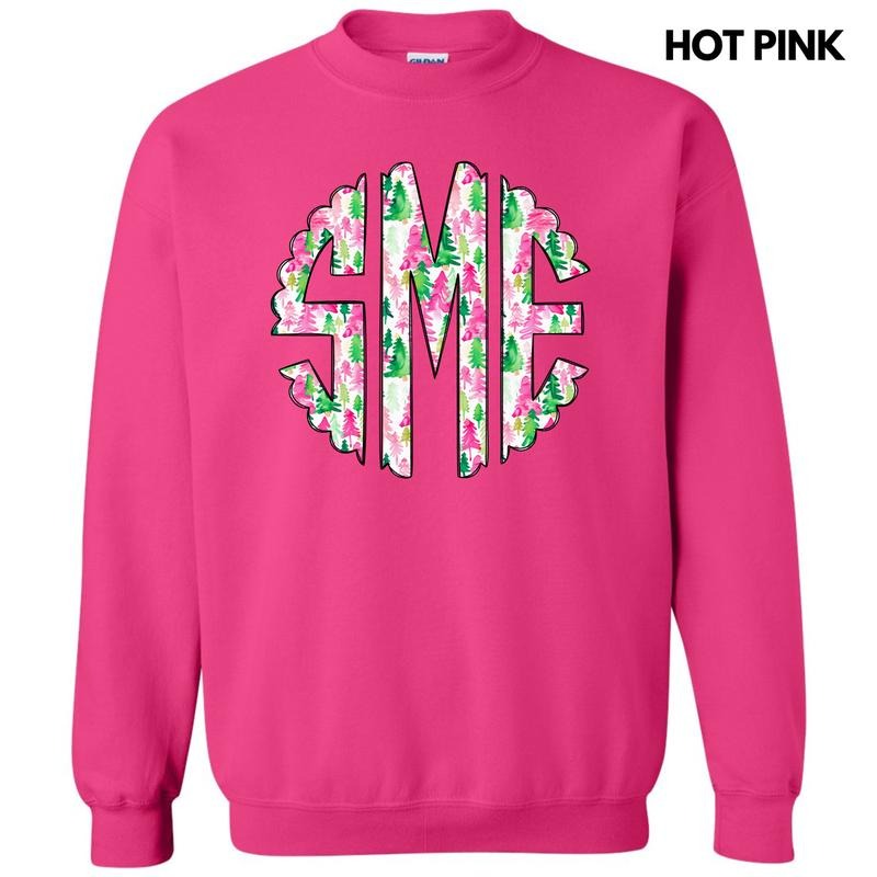 Watercolor Christmas Monogram Sweatshirt 'NLB'