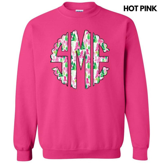 Watercolor Christmas Monogram Sweatshirt 'NLB'