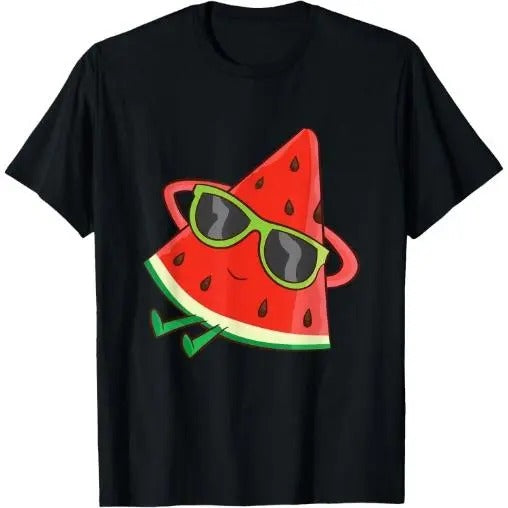 Watermelon Summer Melon With Sunglasses Funny Watermelon T-Shirt Made in USA