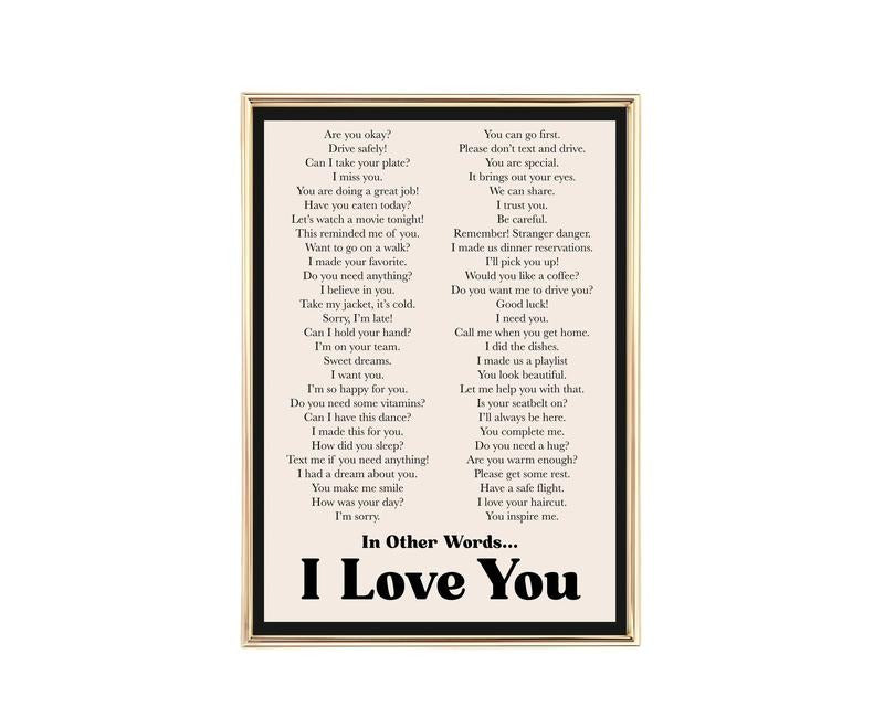 Ways To Say I Love You Print, I Love You Wall Art, Retro Wall Art, Trendy Prints, Valentines Day Wall Art, Poster Prints No Frame, Gifts For Men Women Wall Decor, Wall Art Home Decor, Modern Wall Art, Gifts For Birthday Christmas Artwork Landscape
