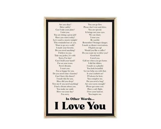 Ways To Say I Love You Print, I Love You Wall Art, Retro Wall Art, Trendy Prints, Valentines Day Wall Art, Poster Prints No Frame, Gifts For Men Women Wall Decor, Wall Art Home Decor, Modern Wall Art, Gifts For Birthday Christmas Artwork Landscape