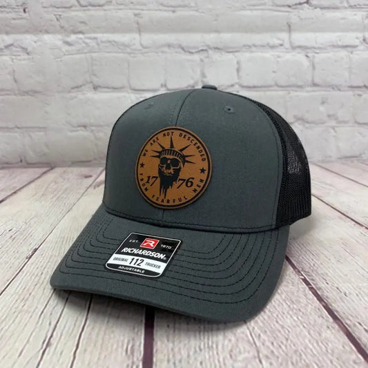 We Are Not Descended From Fearful Men 112 Hat, Laser Engraved Leather Patch Hat, Leather Patch Snapback Cap, Trucker Hat, Funny Hats