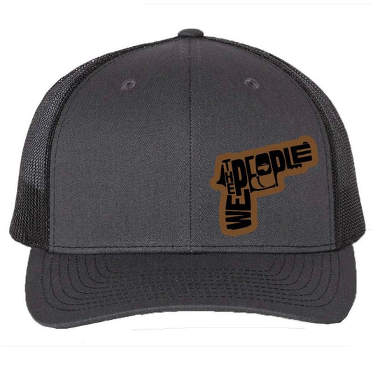 We The People Vegan Leather Patch Hat, Richardson 112 hat, Richardson cap, Gift for him, Patriotic, Cap Daddy, Gun shaped, Funny Adult Humor