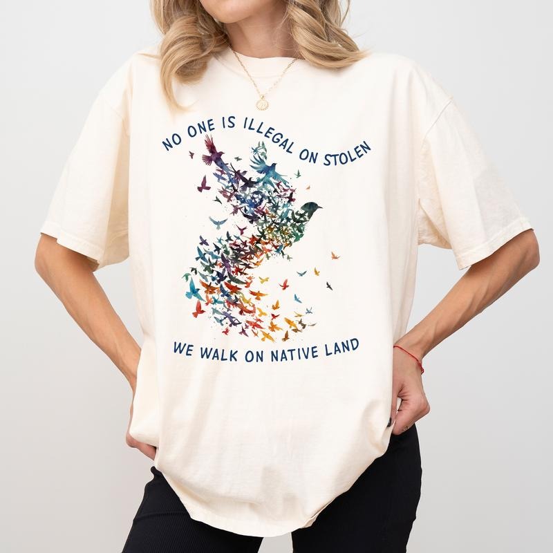 We Walk On Native Land Comfort Colors Shirt, Independent Birds Tee, Activist T-shirt, Native American Clothing