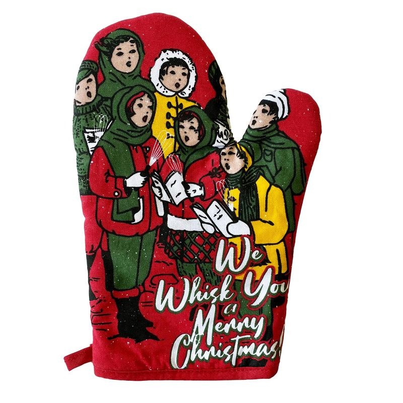 We Whisk You A Merry Christmas Oven Mitt Funny Holiday Baking Novelty Kitchen Glove Funny Graphic Kitchenwear Christmas  Funny Food  Novelty Cookware Multi