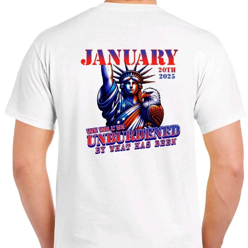 We will be Unburdened by what has been T-shirt- Menswear Cotton Top Shortsleeve Casual Tshirt Crewneck