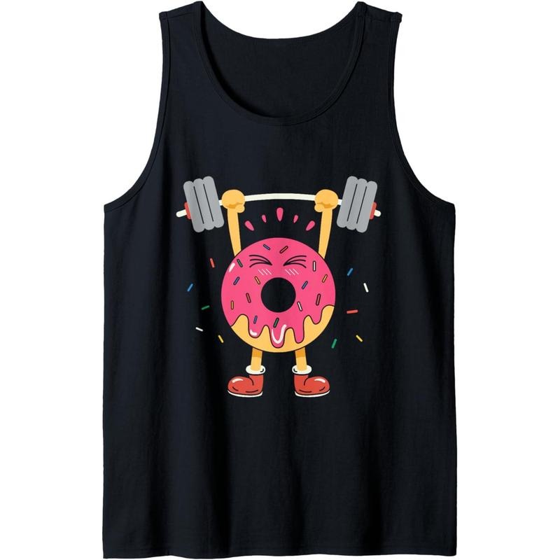 Weightlifting Funny Fitness Workout Gym Donut Lover Gift Tank Top made in usa