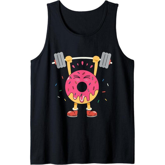 Weightlifting Funny Fitness Workout Gym Donut Lover Gift Tank Top made in usa