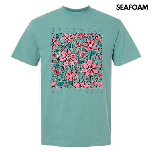 Well With My Soul Florals Comfort Colors T-Shirt 'NLB'