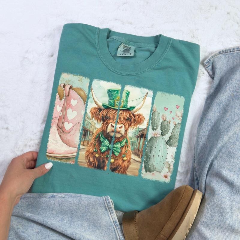 Western Brush Stroke Stpatrick's Stpatrick's Highland Cow St Pattys Retro St Patrick's Cowgirl Valentine